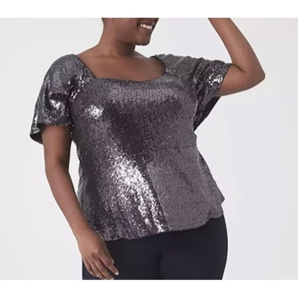 Sequin Black Top - Picture 1 of 8